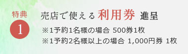 特典1 売店で使える利用券 進呈